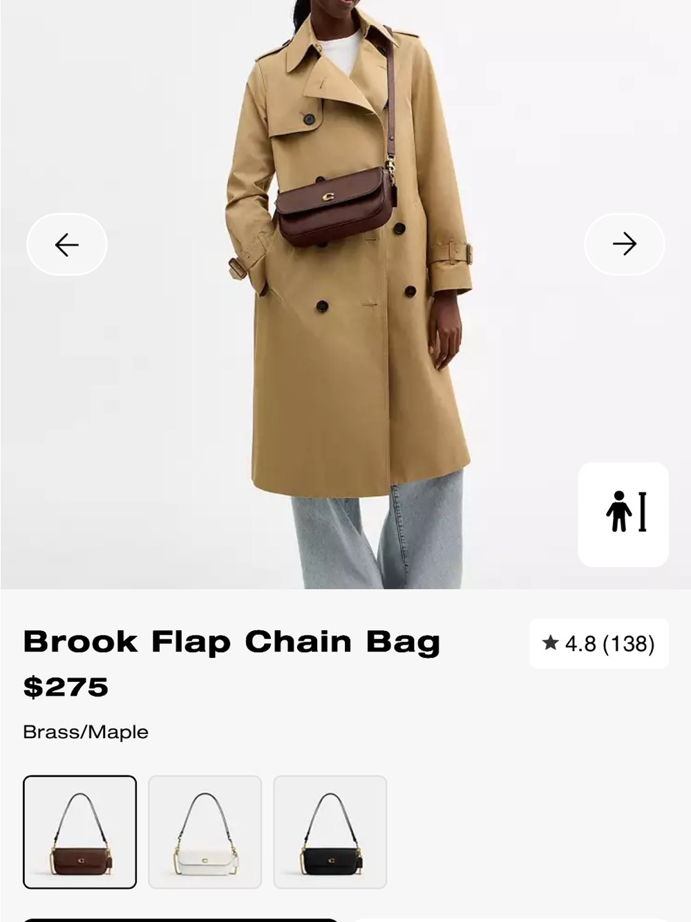 Coach Brook Flap Chain Bag in Maple Brown with Brass Hardware gently used - Picture 3 of 16